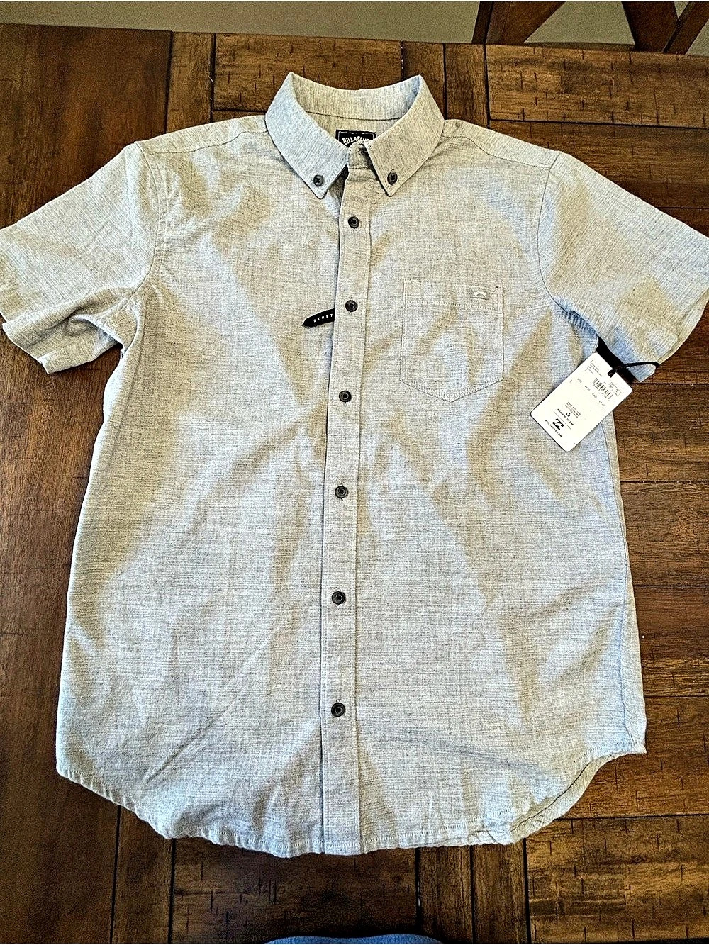 Billabong Classic Sundays Woven Short Sleeve Shirt Gray Small